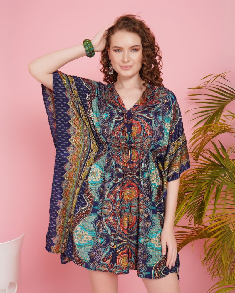 knee length dresses for ladies Buy Black Sunlit Ombré Boho Short Kaftan main image 1