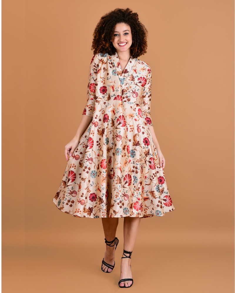 Carmine floral silk wrap dress – Boholyfe