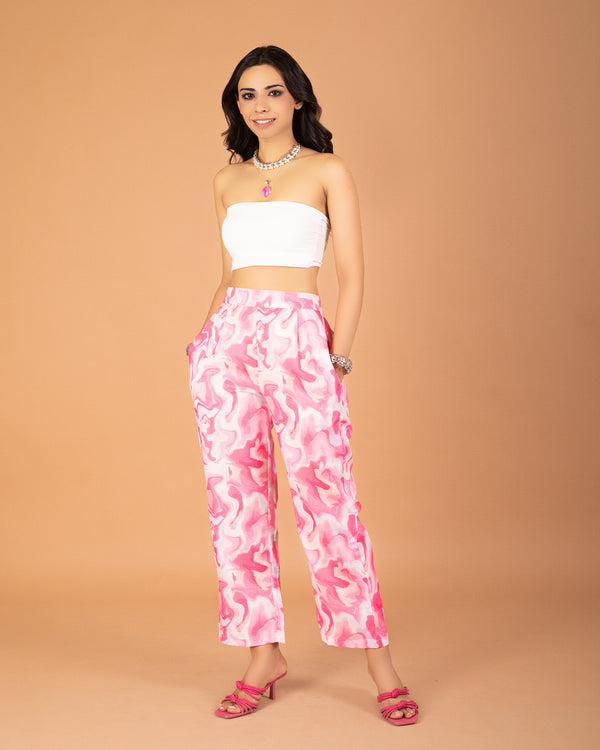 Lively linen pant with marble hues Regular Price