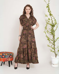Elaris mocha plum maxi dress
