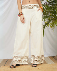 Moon ivory wide leg cotton trouser