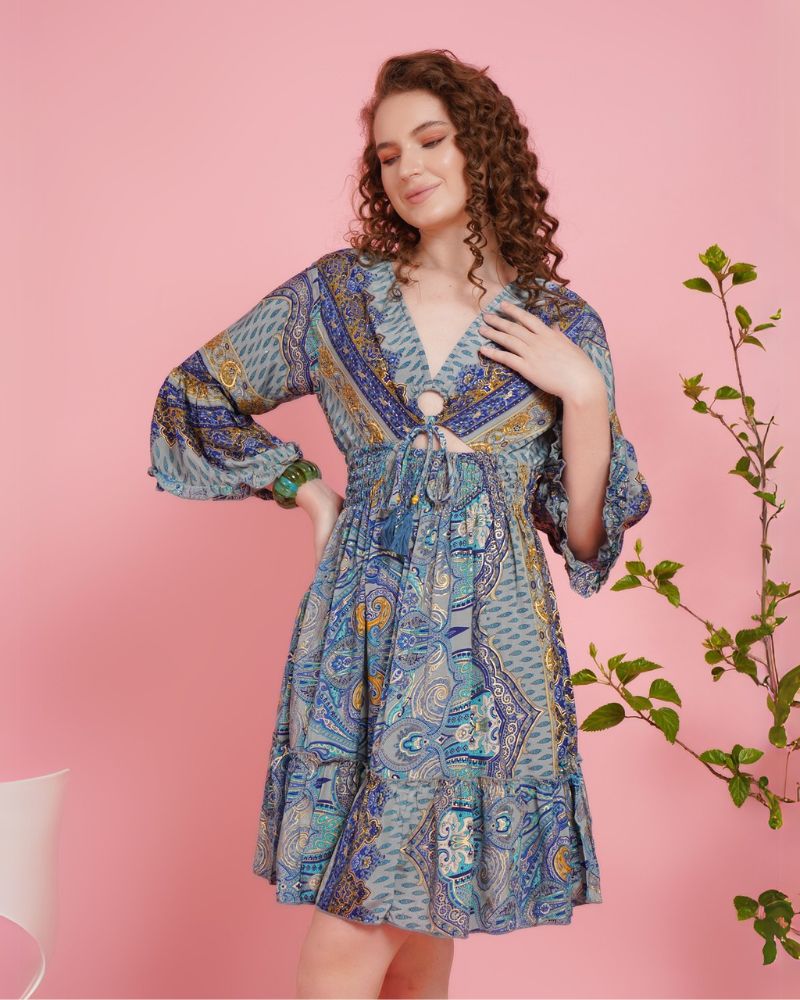 Boho drift blush short dress