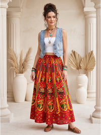 Paprika parade boho maxi skirt