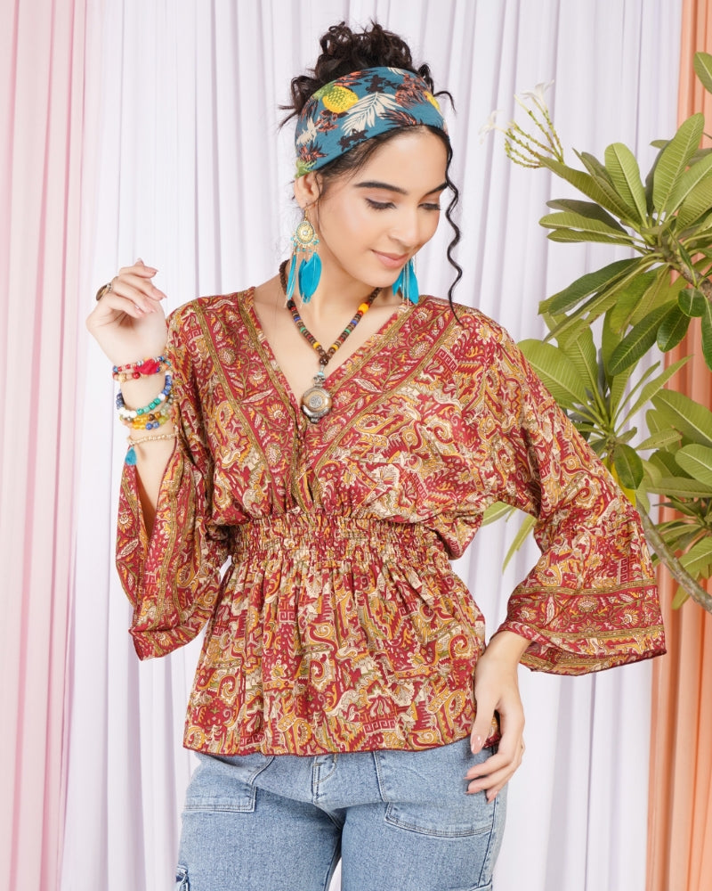 Marchelle ember bloom peplum top