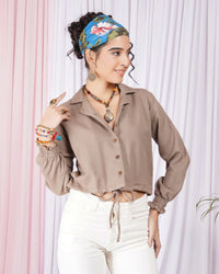 Maelie driftwood drawstring cotton top