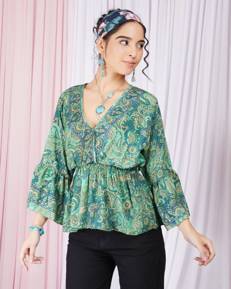 Aurelia mint whisper peplum top