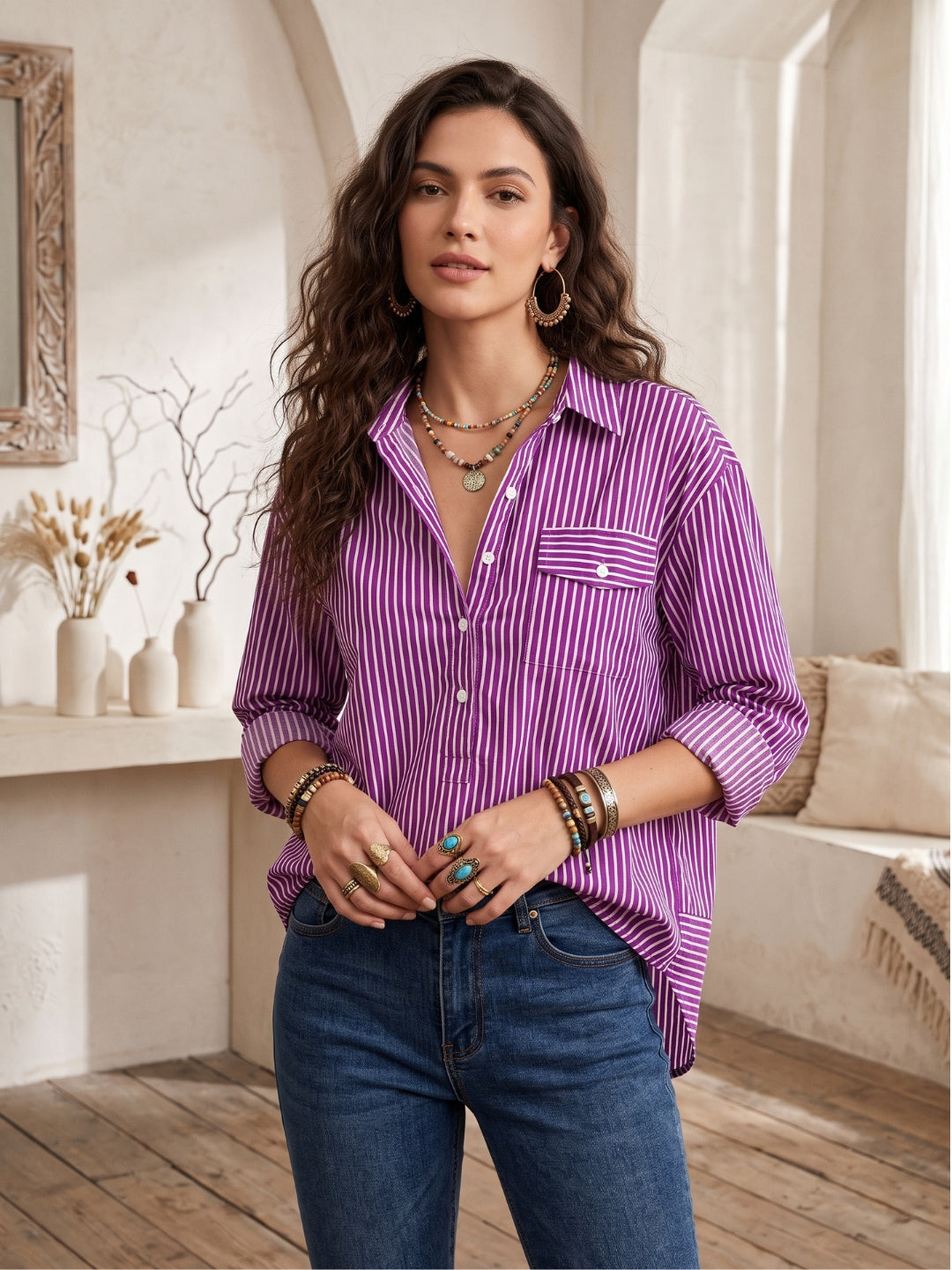 Amethyst breeze popover oversize shirt