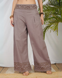 Mauve horizon wide leg cotton trouser