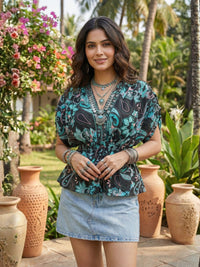 Nymera lagoon paisley boho peplum top