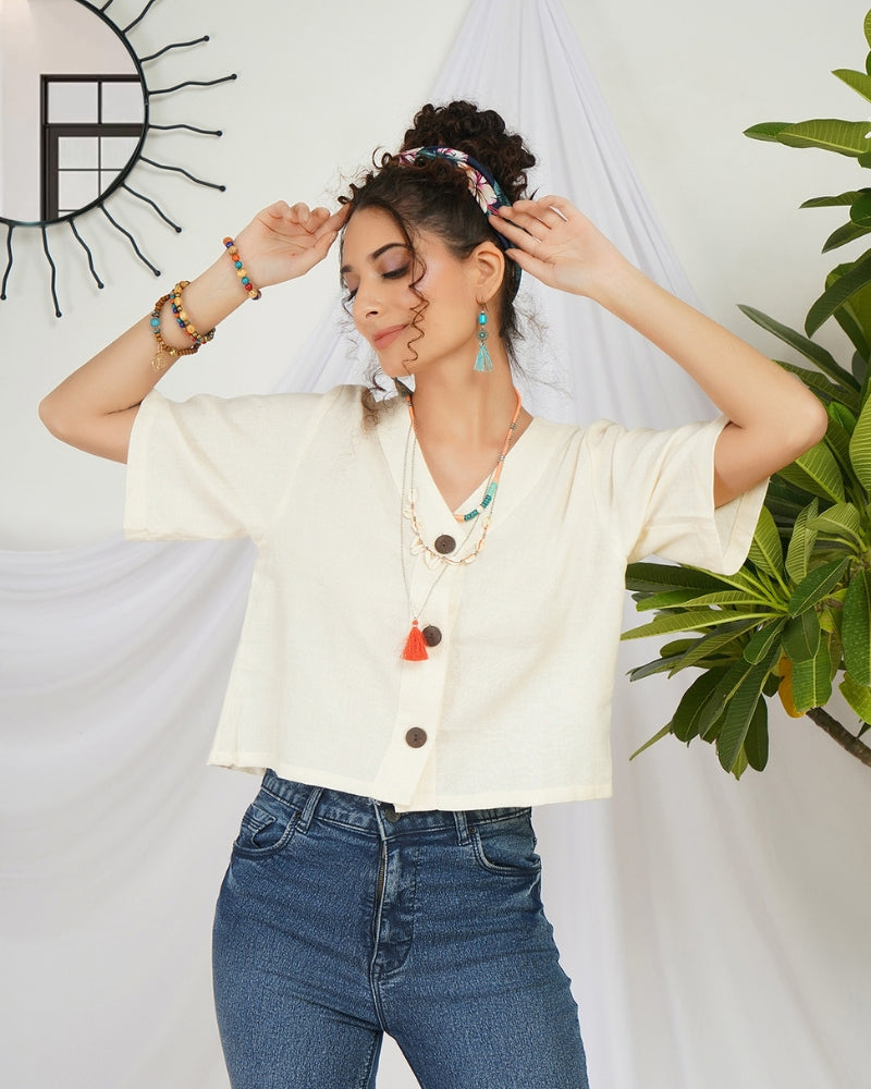 Odette pearl bohemian crop top