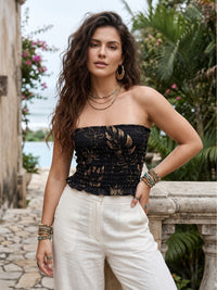 Moonlit gold smocked tube top