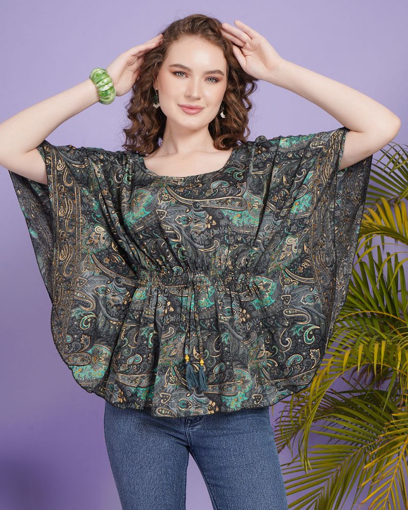 Green mirage kaftan top