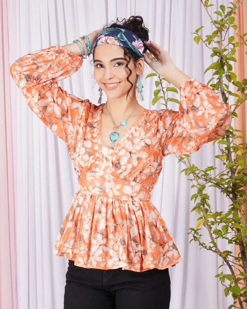 Maribel sunset petal peplum top