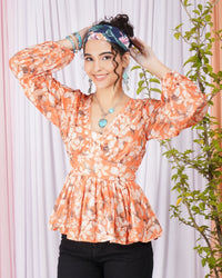 Maribel sunset petal peplum top