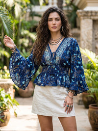 Violetta blue mirage boho peplum top