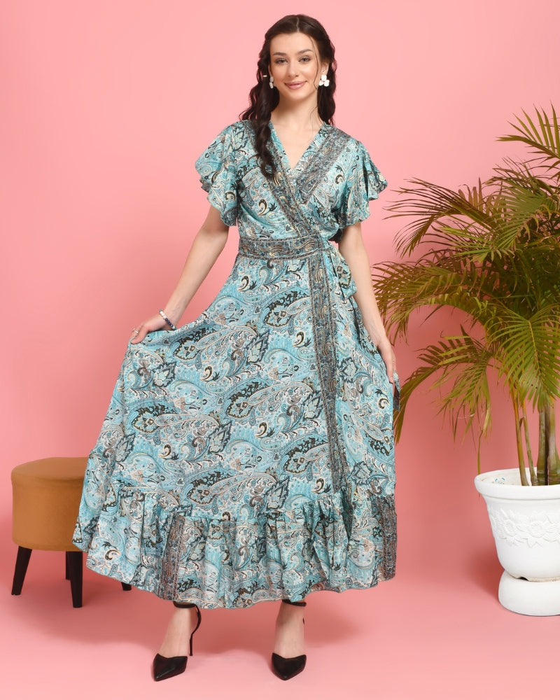Marina paisley wrap maxi dress