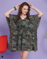 Tara mystic jade kaftan mini dress