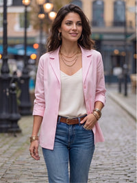Pink whisper boho lapel shirt