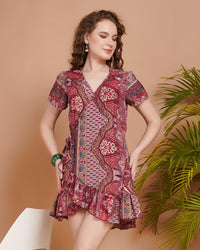 Amira rosewood mini angrakha dress