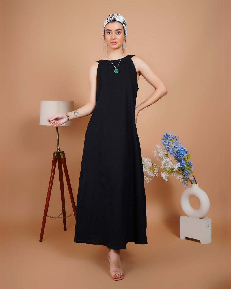 Black mirage khadi maxi dress