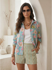 Rosalind aqua lily cotton co-ord set