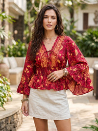 Elodie ruby sunset boho peplum top