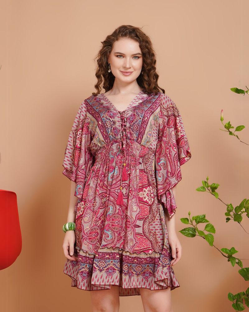 Paisley pop charm short dress