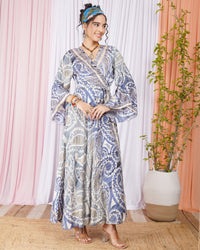 Aurelia moon blue wrap maxi dress