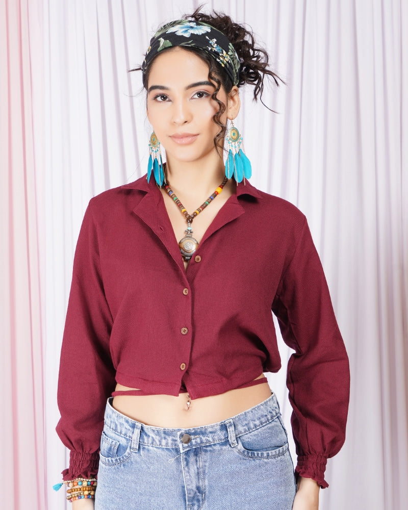 Rhianna cranberry-chic cotton top