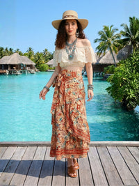 Elira cinnamon tide boho wrap skirt