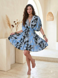 Solene blue noir bohemian mini dress