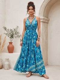Calista blue bohemian maxi dress