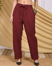 Vivaya maroon mocha organic cotton trouser