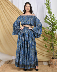 Calypso royal bloom off shoulder co-ord set