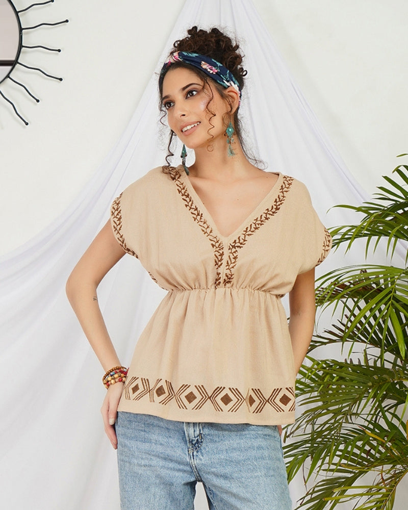 Aveline sandstone boho cotton top