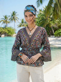 Marella midnight berry peplum top