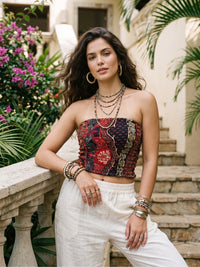 Midnight scarlet boho tube top