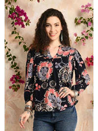Liora navy blush bohemian top