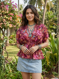 Virelle mulberry muse boho peplum top