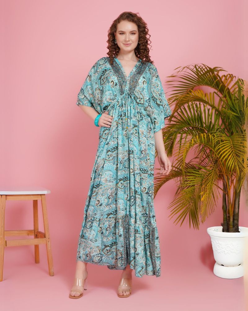 Blue breeze kimono maxi dress