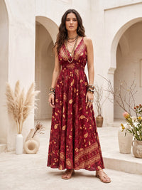 Célestine scarlet boho maxi dress