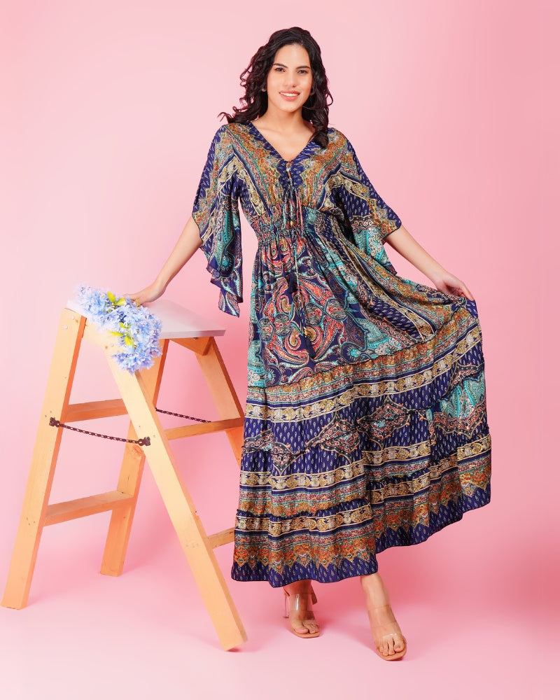 Bohemian moonlight paisley maxi with golden touch