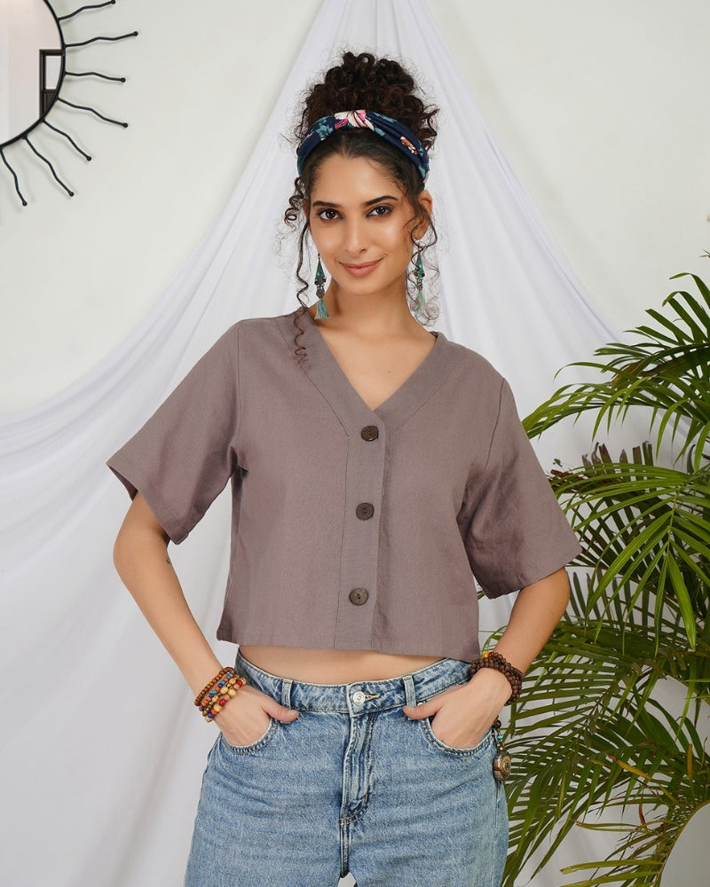 Vivienne smoky mauve boho top