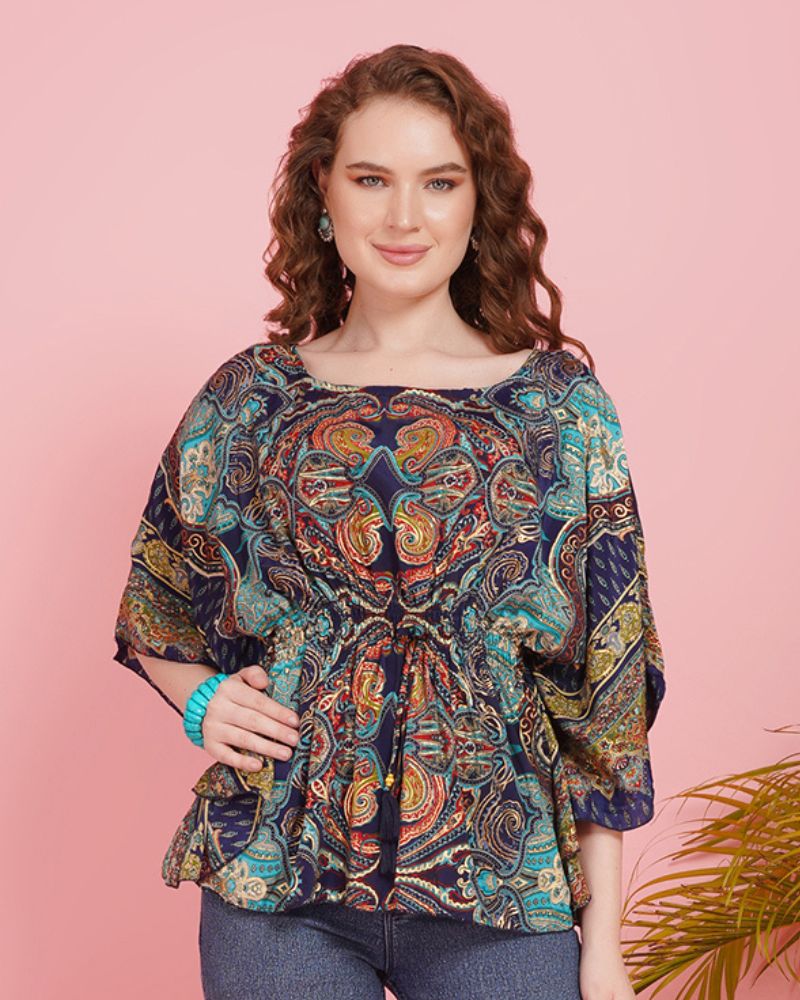 Navy nomad kaftan top