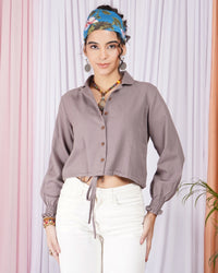 Mirelle mauve-twist boho cotton top