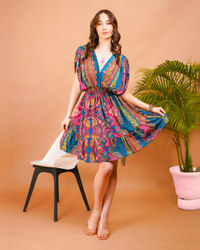 Radiant glow paisley print boho mini dress