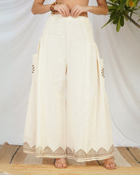 Ivory solstice cotton palazzo pants