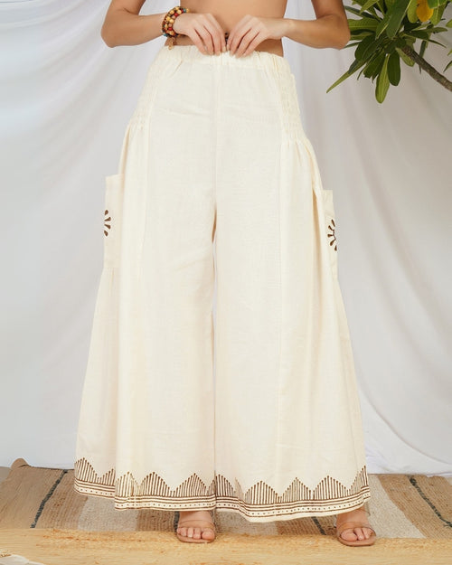 Ivory solstice cotton palazzo pants