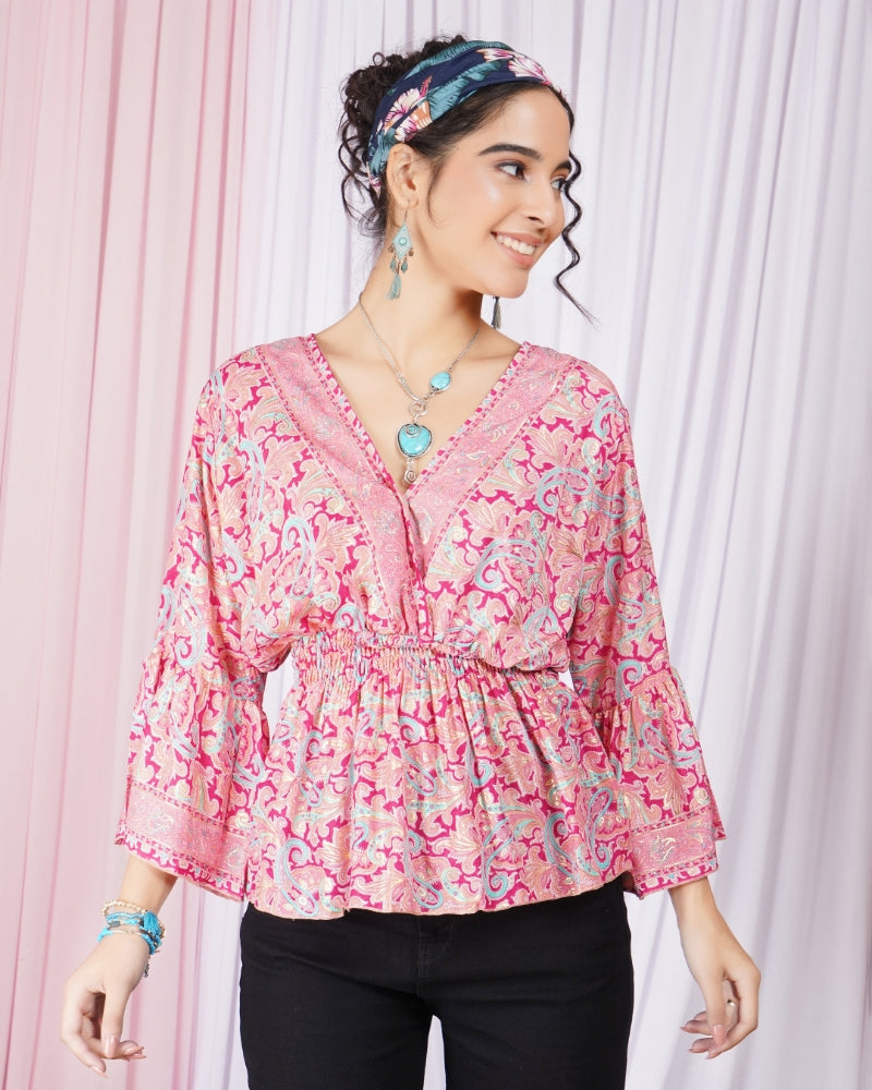 Tahlia blossom pink peplum top