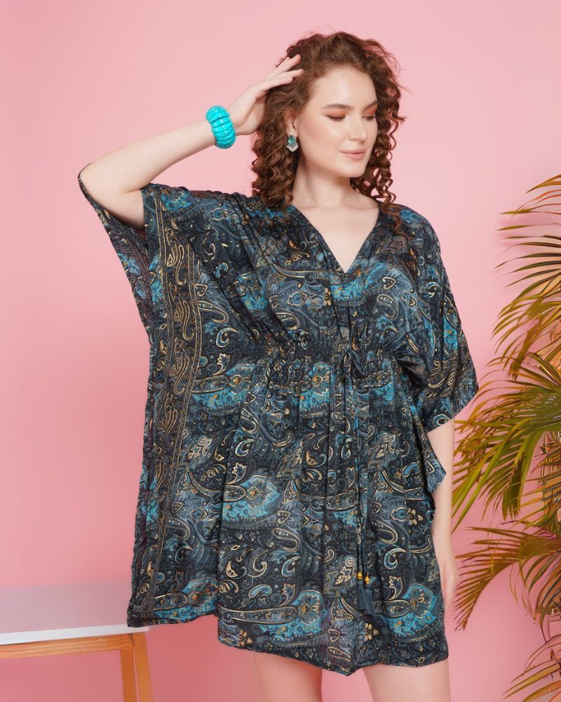 Pixie gold dusk kaftan mini dress